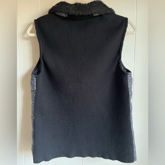 Calvin Klein Women’s Black Mixed Media Duck Down Quilted Knit Puffer Vest Sz Lg - Picture 2 of 9